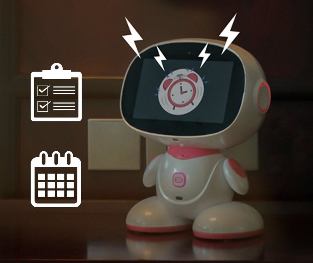 Misa robot giving alarms, reminders and calender preview