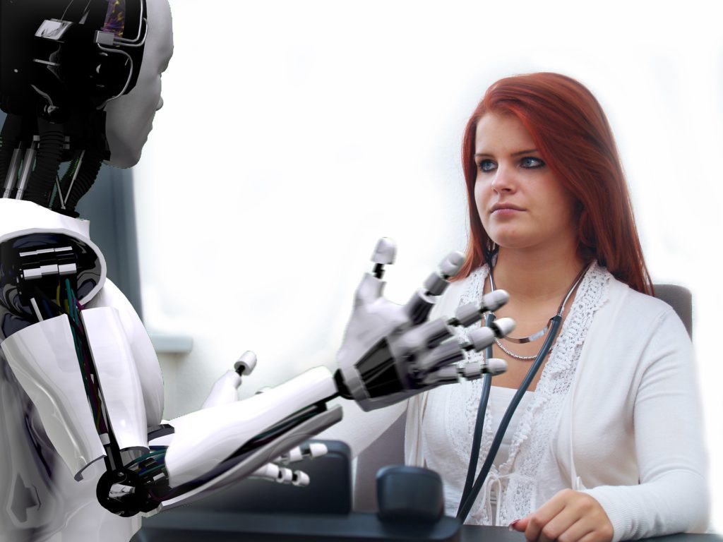 A human and a robot