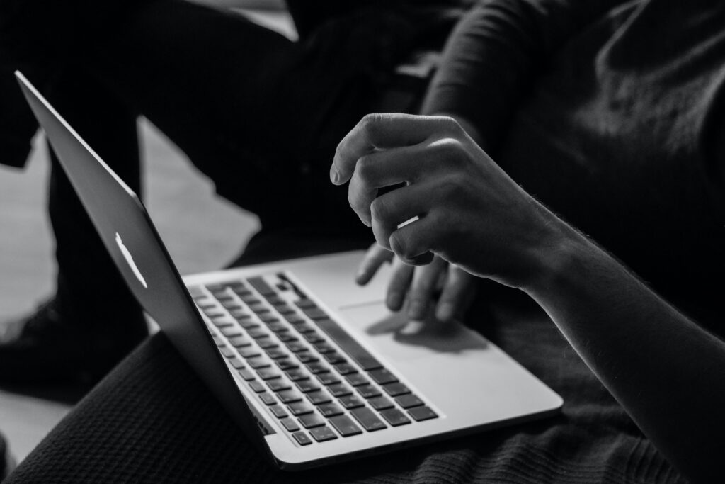 A guy working his laptop